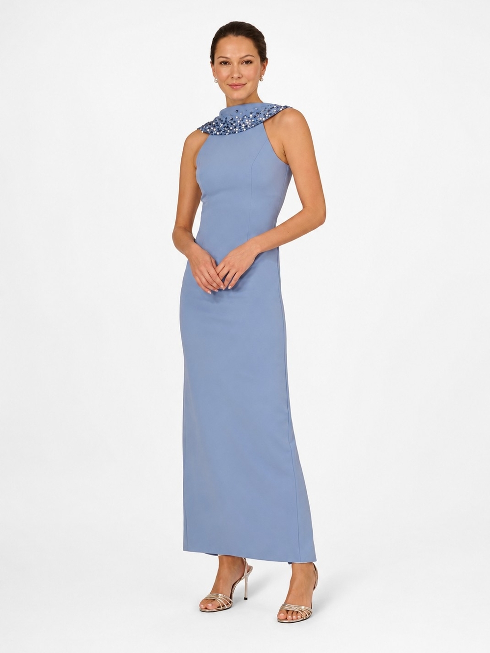 Adrianna Papell Women's Embellished Roll Neck Gown